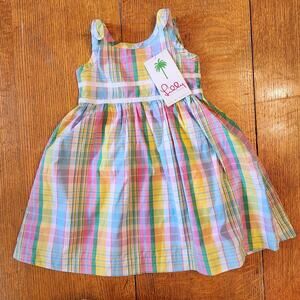 Vintage Lilly Pulitzer Girls 2T Madras Plaid Bow Shoulder Dress NWT